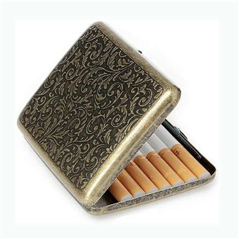 box with metal cigarette pipe|metal cigarette box antique.